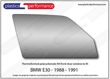 ポリカーボネート 右フロントドアウインドウ｜BMW E30 3 Series - Coupe（1982〜1994年）