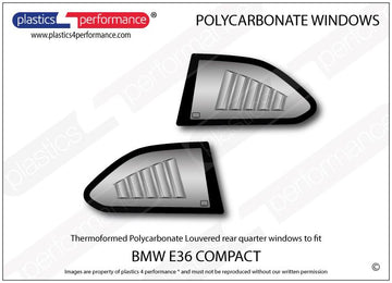 ポリカーボネート リアクォーターウインドウ左右セット｜BMW E36 3 Series - Compact（1993〜2004年）
