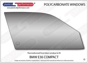 ポリカーボネート 右フロントドアウインドウ｜BMW E36 3 Series - Compact（1993〜2004年）