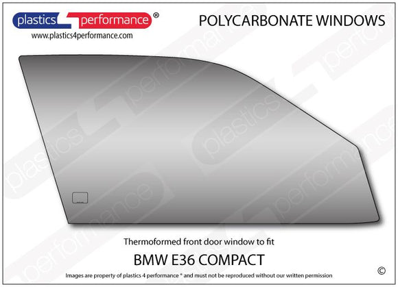 ポリカーボネート 右フロントドアウインドウ｜BMW E36 3 Series - Compact（1993〜2004年）