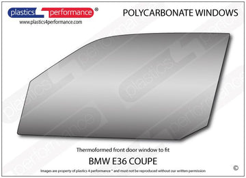 ポリカーボネート 左フロントドアウインドウ｜BMW E36 3 Series - Coupe（1990〜2000年）