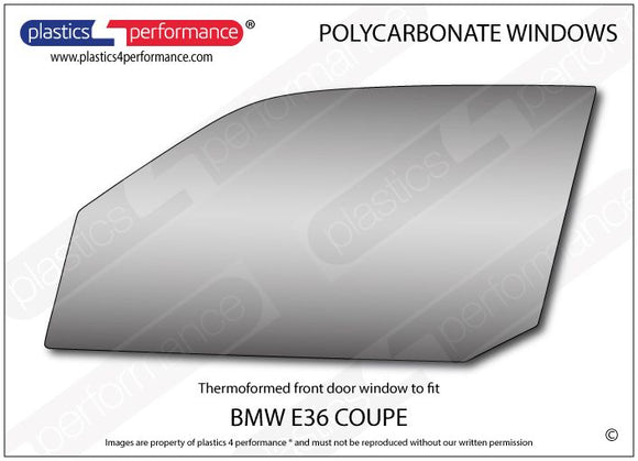 ポリカーボネート 左フロントドアウインドウ｜BMW E36 3 Series - Coupe（1990〜2000年）