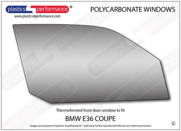 ポリカーボネート 右フロントドアウインドウ｜BMW E36 3 Series - Coupe（1990〜2000年）