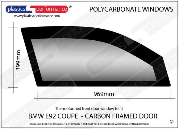 ポリカーボネート 右フロントドアウインドウ｜BMW E92 3 Series/ M3 - Coupe（2006〜2013年）