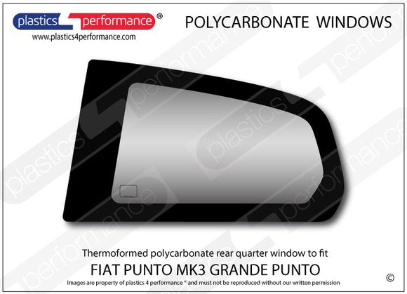 ポリカーボネート 左リアクォーターウインドウ｜Fiat Punto MK3 Grande Punto