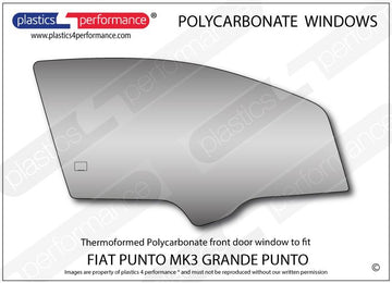 ポリカーボネート 右フロントドアウインドウ｜Fiat Punto MK3 Grande Punto
