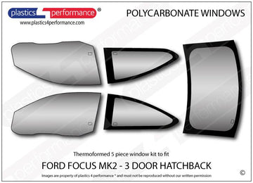 ポリカーボネート ウインドウキット｜Ford Focus MK2 - 3dr Hatchback（2004〜2010年） 1