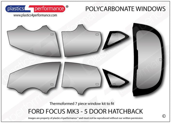 ポリカーボネート ウインドウキット｜Ford Focus MK3 - 5dr Hatchback（2010〜2014年） 1