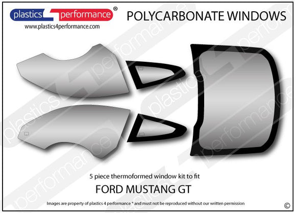 ポリカーボネート ウインドウキット｜Ford Mustang 6th Generation（2015〜2023年） 1