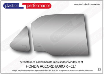 ポリカーボネート 右リアドアウインドウ｜ホンダ Accord Euro R - CL1 6th Generation