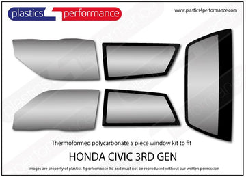 ポリカーボネート ウインドウキット｜ホンダ Civic AG/ AH - 3dr Hatchback