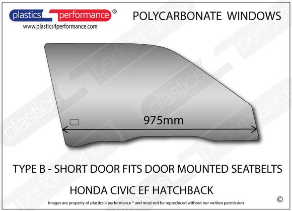 ポリカーボネート 右フロントドアウインドウ｜ホンダ Civic EF - 3dr Hatchback
