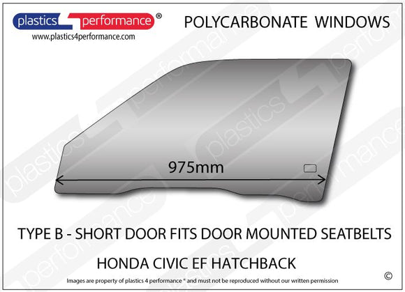 ポリカーボネート 左フロントドアウインドウ｜ホンダ Civic EF - 3dr Hatchback