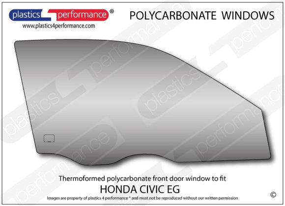 ポリカーボネート 右フロントドアウインドウ｜ホンダ Civic EG - 3dr Hatchback