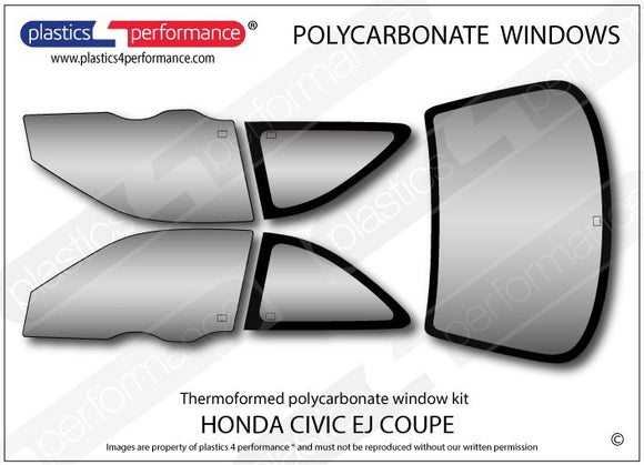 ポリカーボネート ウインドウキット｜ホンダ Civic EJ - Coupe