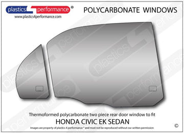 ポリカーボネート 右リアドアウインドウ｜ホンダ Civic EK - 4dr Sedan
