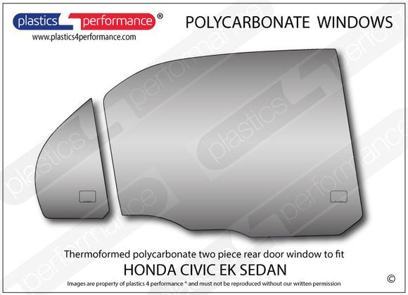 ポリカーボネート 右リアドアウインドウ｜ホンダ Civic EK - 4dr Sedan