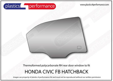 ポリカーボネート 右リアドアウインドウ｜ホンダ Civic FB - 5dr Hatchback