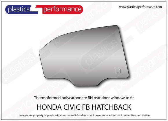 ポリカーボネート 右リアドアウインドウ｜ホンダ Civic FB - 5dr Hatchback