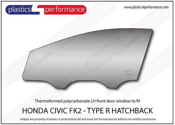 ポリカーボネート 左フロントドアウインドウ｜ホンダ Civic Type R FK2 - 5dr Hatchback