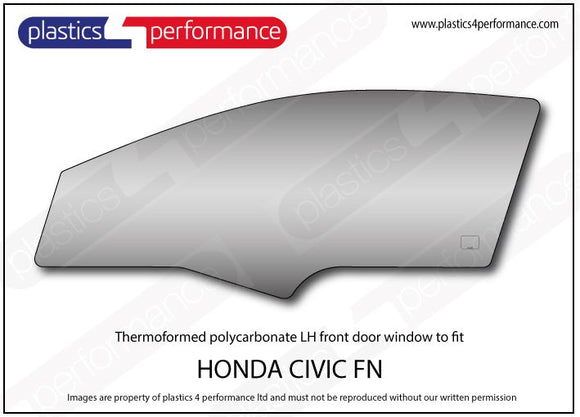 ポリカーボネート 左フロントドアウインドウ｜ホンダ Civic FN - 3dr Hatchback