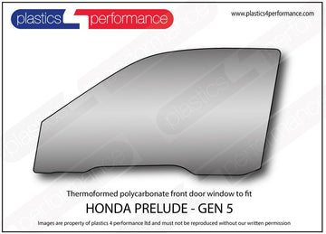 ポリカーボネート 左フロントドアウインドウ｜ホンダ Prelude - 5th Generation