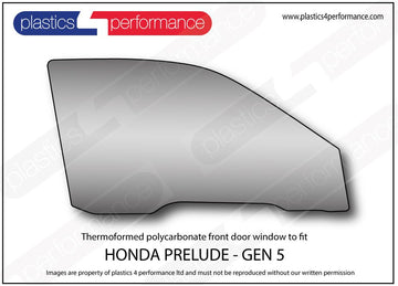 ポリカーボネート 右フロントドアウインドウ｜ホンダ Prelude - 5th Generation