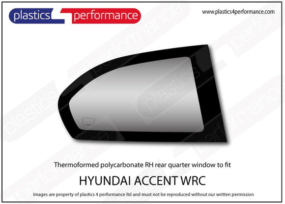Accent WRC ポリカーボネート 右リアクォーターウインドウ｜Hyundai Accent WRC 写真1