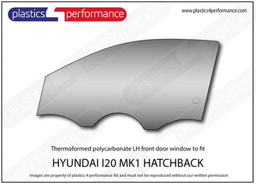 i20 MK1 PB - 3dr Hatchback ポリカーボネート 左フロントドアウインドウ｜Hyundai i20 MK1 PB - 3dr Hatchback 写真1