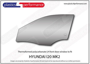 i20 MK2 GB - 5dr Hatchback ポリカーボネート 左フロントドアウインドウ｜Hyundai i20 MK2 GB - 5dr Hatchback 写真1