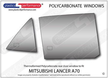ポリカーボネート 右リアドアウインドウ｜三菱 Lancer A70