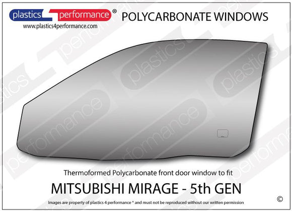 ポリカーボネート 左フロントドアウインドウ｜三菱 Mirage 5th Generation