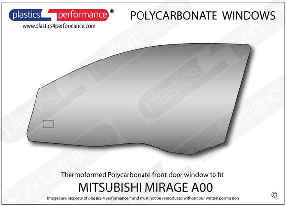 ポリカーボネート 左フロントドアウインドウ｜三菱 Mirage A00 - Hatchback