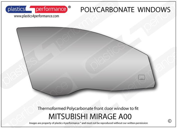 ポリカーボネート 右フロントドアウインドウ｜三菱 Mirage A00 - Hatchback