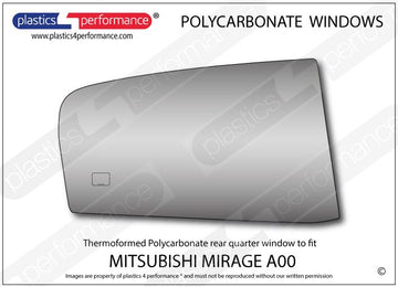 ポリカーボネート 右リアクォーターウインドウ｜三菱 Mirage A00 - Hatchback