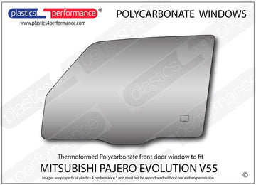 ポリカーボネート 左フロントドアウインドウ｜三菱 Pajero Evolution V55V