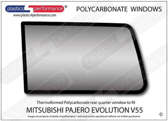 ポリカーボネート 左リアクォーターウインドウ｜三菱 Pajero Evolution V55V