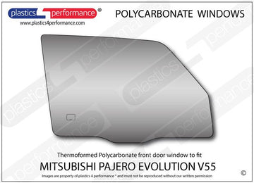 ポリカーボネート 右フロントドアウインドウ｜三菱 Pajero Evolution V55V