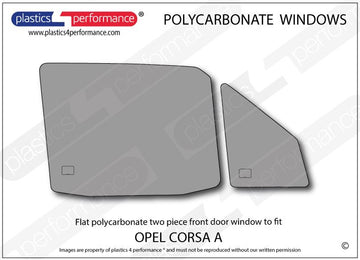 ポリカーボネート 右フロントドアウインドウ｜Opel Corsa A - 3dr Hatchback