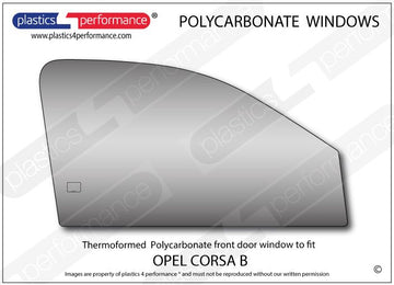 ポリカーボネート 右フロントドアウインドウ｜Opel Corsa B - 3dr Hatchback