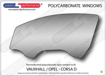 ポリカーボネート 左フロントドアウインドウ｜Opel Corsa D - 3dr Hatchback