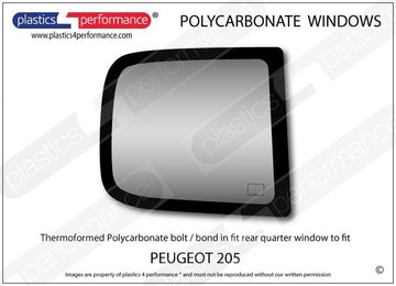 ポリカーボネート 右リアクォーターウインドウ｜Peugeot 205 - 3dr Hatchback