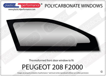 ポリカーボネート 右フロントドアウインドウ｜Peugeot 208 F2000