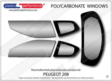 ポリカーボネート ウインドウキット｜Peugeot 208 1st Generation - 3dr Hatchback
