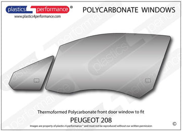 ポリカーボネート 左フロントドアウインドウ｜Peugeot 208 1st Generation - 3dr Hatchback