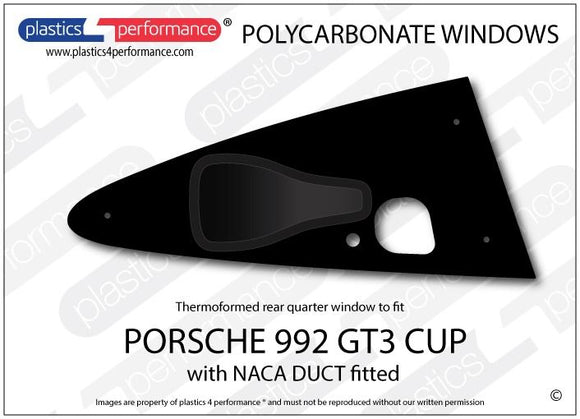 ポリカーボネート 右リアクォーターウインドウ｜Porsche 992 GT3 Cup