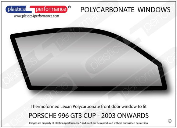 ポリカーボネート 右フロントドアウインドウ｜Porsche 996 GT3 Cup