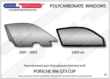 ポリカーボネート 右フロントドアウインドウ｜Porsche 996 GT3 Cup