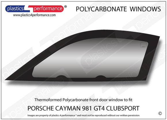 ポリカーボネート 左フロントドアウインドウ｜Porsche Cayman 981 GT4 Clubsport MR
