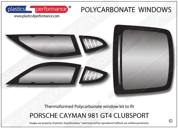 ポリカーボネート ウインドウキット｜Porsche Cayman 981 GT4 Clubsport MR